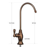 Sequoia water filter faucet with displaying measurement guide.