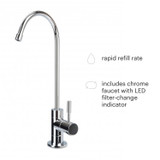 Brondell RC100 Circle reverse osmosis metal faucet has a rapid refill rate and a LED filter-change indicator.