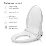 Brondell Swash DR802 bidet toilet seat opened from a side view
