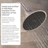Brondell VivaSpring showerhead is NSF/ANSI standard 177 certified for reduction of free chlorine