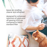 Brondell Halo Advanced Deodorization filter pack is designed for enhanced reduction of odors and off-gassing VOCs as compared to Halo's standard filter