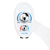 Brondell SouthSpa advanced single nozzle left-handed bidet attachment control from a top view