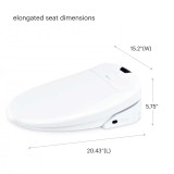 Brondell Swash 1400 elongated bidet toilet seat dimensions are 15.2 inch width, 5.75 inch height, and 20.43 inch length.