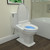 Brondell Swash CL510 bidet toilet seat with side arm control installed on toilet in the bathroom with night light on