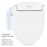 Brondell Swash CL510 bidet toilet seat with side arm control closed from a top view