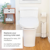 Swash DR801 Advanced Bidet Seat Lifestyle image installed in modern wood bathroom.
