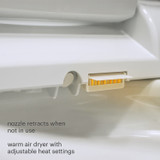 Brondell Swash SE400 bidet toilet seat nozzle retracts when not in use and includes an adjustable heat setting air dryer.