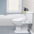 Brondell Swash SE400 bidet toilet seat side arm control installed in a bathroom from a side view