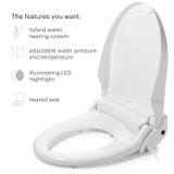 Brondell Swash BL97 bidet toilet seat open lid from a side view