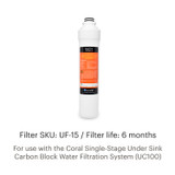 UF-15 Coral Single Stage Under Sink Carbon Block Water Filter Replacement for UC100.