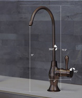 Sequoia water filter faucet with filter change indicator measurement guide