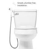 Brondell PureSpa Essential Hand-held Bidet Sprayer white, simple easy installation, front view toilet.
