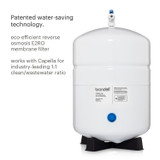 RF-50 Membrane Filter Replacement Filter works with Capella Reverse Osmosis Water Filtration System, leading the industry with 1:1 clean/wastewater ratio.