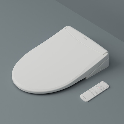 T44 bidet toilet seat with remote control in front of a gray background